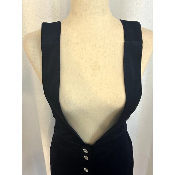 RESET by Jane Blue Velvet Rhinestone Button Pinafore Overall Romper Size… - Picture 4 of 10